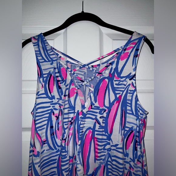 NWOT UNICORN Kristen Flounce Dress in Blue Haven pop up red right return - Picture 6 of 11